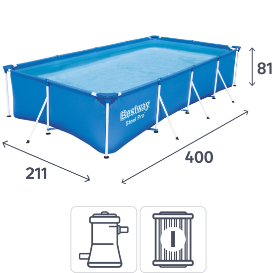 Бассейн каркасный прямоугольный Bestway 56424 BW 400x211x81 см 5700 л
