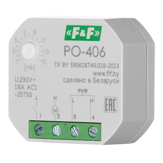 Реле времени Евроавтоматика PO-406 220 В 8 А тип AC 1P+N
