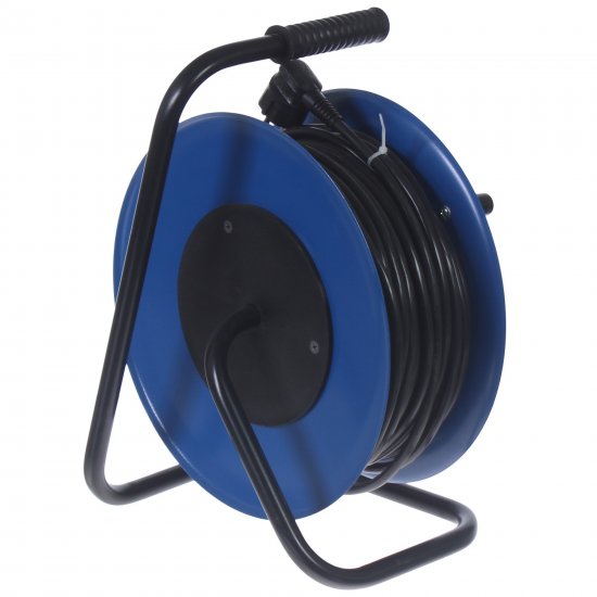 Удлинитель на катушке 4 розетки с заземлением 3x1.5 мм 40 м цвет черный/синий