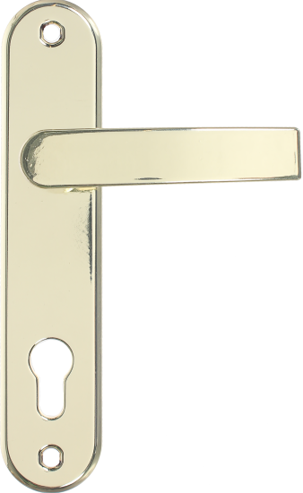 Замок врезной с дверными ручками на планке Просам ЗВ-4 золотой