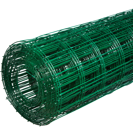 Сетка сварная оцинкованная размер ячейки 60x100 мм 1.5x15 м ПВХ зелёный