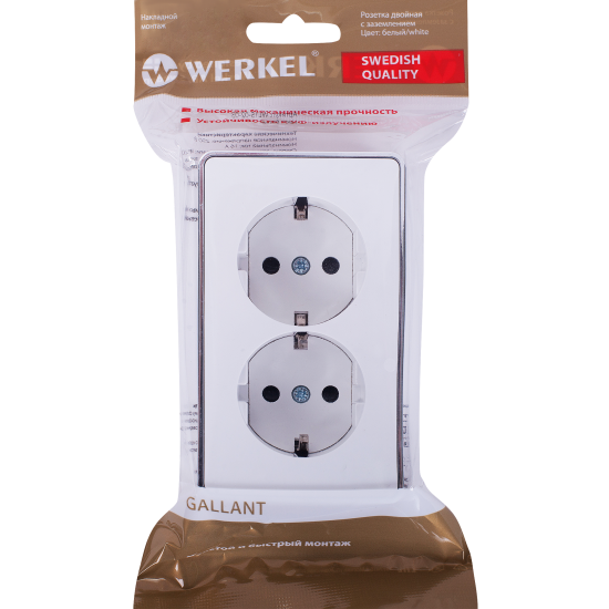 Розетка двойная накладная Werkel Gallant с заземлением цвет белый