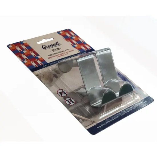 Крючок на дверь Gromell Stur 6x5.8x2.5 см нержавеющая сталь цвет серебристый нагрузка до 5 кг 2 шт