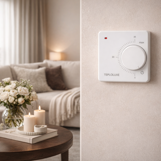 Терморегулятор для теплого пола Теплолюкс LC001 механический цвет белый