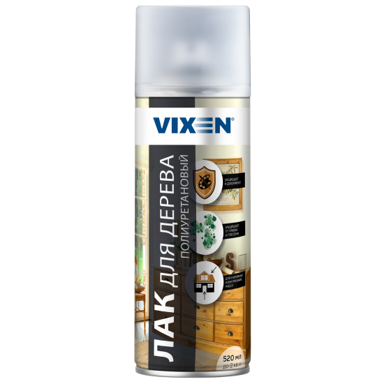 Лак аэрозольный Vixen для дерева прозрачный 500 мл