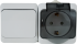 Блок выключатель с розеткой влагозащищённый Systeme Electric Этюд 1 клавиша с заземлением с крышкой IP44 цвет белый