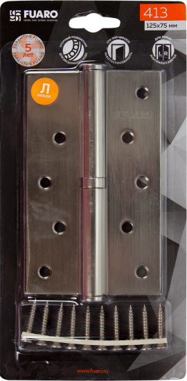 Петля съёмная левая S125413L-SN/BL, 125x75 мм, сталь, цвет перламутровый никель