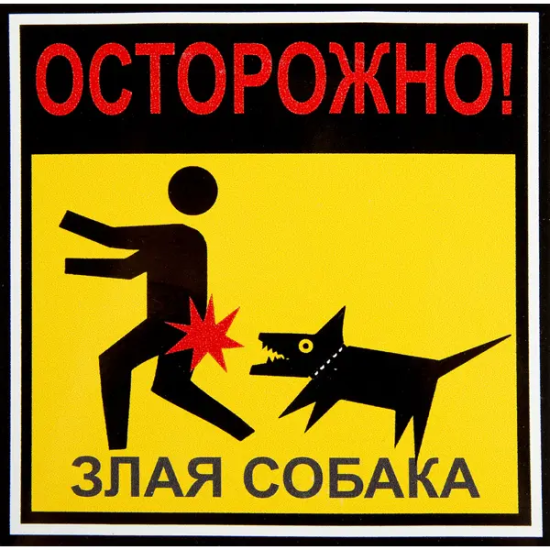 Наклейка «Осторожно злая собака» 100x100 мм полиэстер