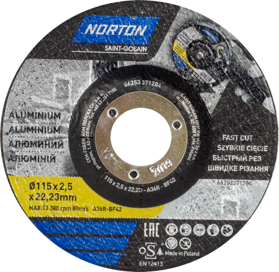 Диск отрезной по алюминию тип 42 Norton 115x22.2x2.5 мм