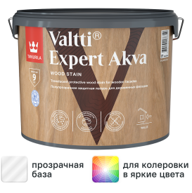 Антисептик защитно-декоративный Tikkurila Valtti Expert Akva полуматовый база EP бесцветный 9 л