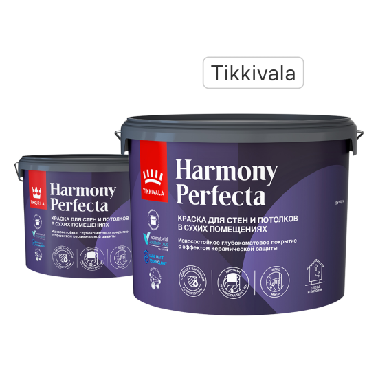 Краска для стен Tikkivala Perfecta матовая прозрачная база С 9 л
