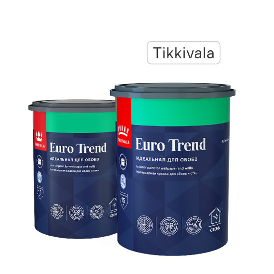 Краска для стен и обоев Tikkivala Euro Trend моющаяся матовая прозрачная база C 0.9 л