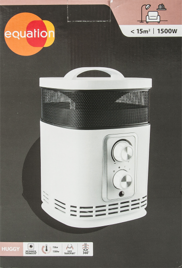 Тепловентилятор керамический электрический Equation с механическим термостатом 1500 Вт бело-черный