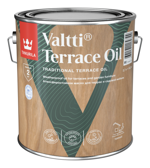 Масло для террас и садовой мебели Tikkurila Valtti Terrace Oil База ЕС бесцветное 2.7 л