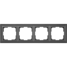 Рамка для розеток и выключателей Werkel Fiore 4 поста цвет чёрный матовый