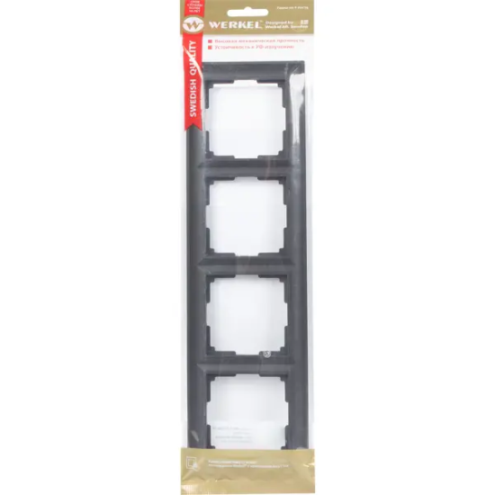 Рамка для розеток и выключателей Werkel Fiore 4 поста цвет чёрный матовый