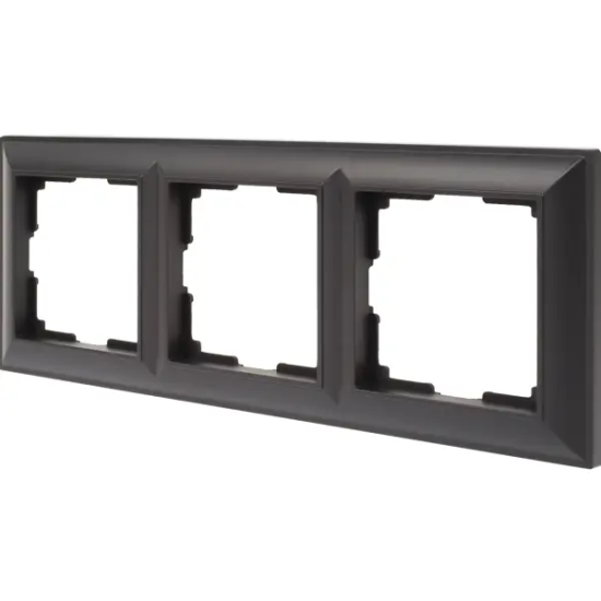 Рамка для розеток и выключателей Werkel Fiore 3 поста цвет чёрный матовый