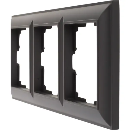 Рамка для розеток и выключателей Werkel Fiore 3 поста цвет чёрный матовый