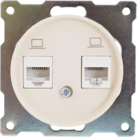 Розетка компьютерная двойная встраиваемая Onekey Florence RJ45 UTP cat 5e цвет бежевый