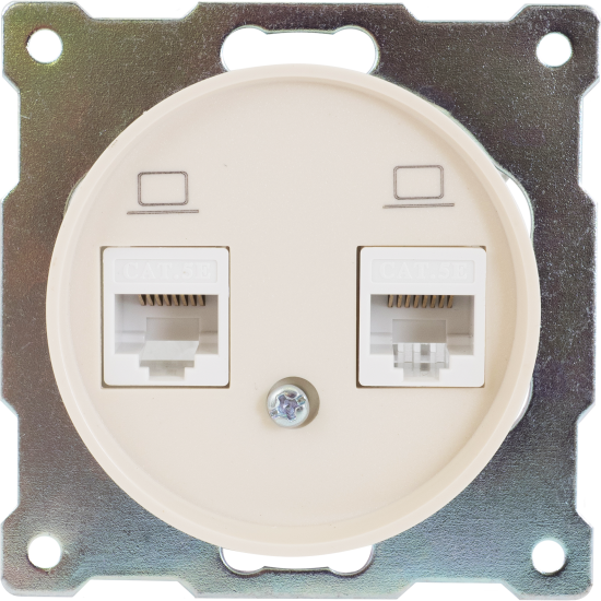 Розетка компьютерная двойная встраиваемая Onekey Florence RJ45 UTP cat 5e цвет бежевый
