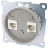 Розетка компьютерная двойная встраиваемая Onekey Florence RJ45 UTP cat 5e цвет серый