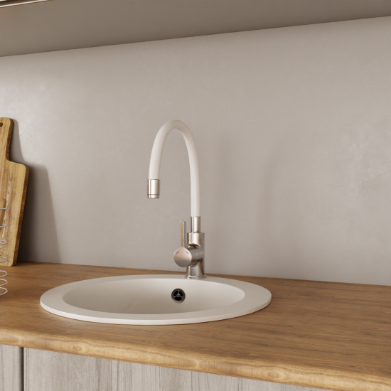 Смеситель для кухни Esko Coralli общая высота 40 см цвет хром/белый