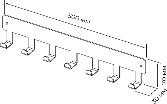 Планка 7 крючков Март Ferro цвет чёрный