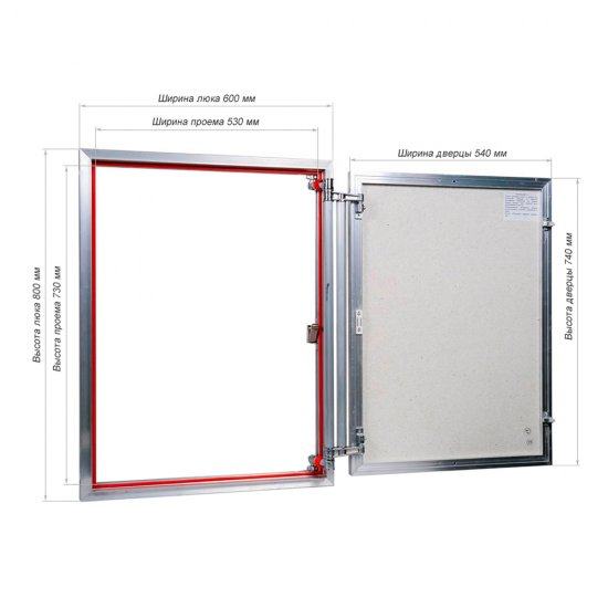 Люк ревизионный под плитку Практика EuroFormat-R алюминиевый 600х800 мм скрытый нажимной
