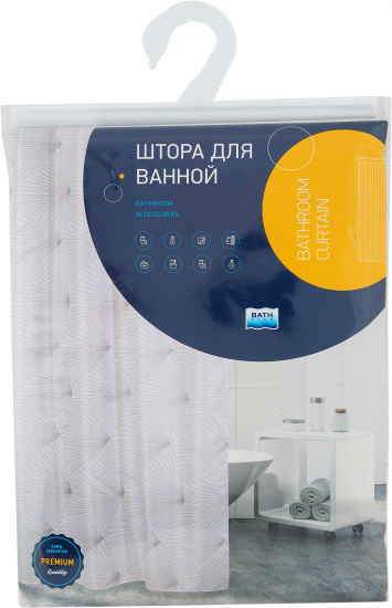 Штора для ванной Bath Plus Charme Red Fan Art 180x180 см полиэстер цвет белый