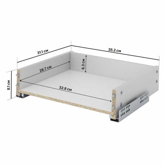 Ящик для навесного каркаса Delinia 35.2x8.1x31.1 см ЛДСП цвет серый