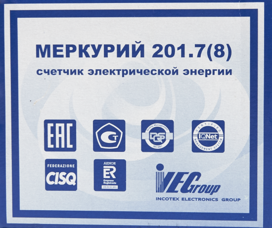 Счетчик электроэнергии Меркурий 201.7, однофазный
