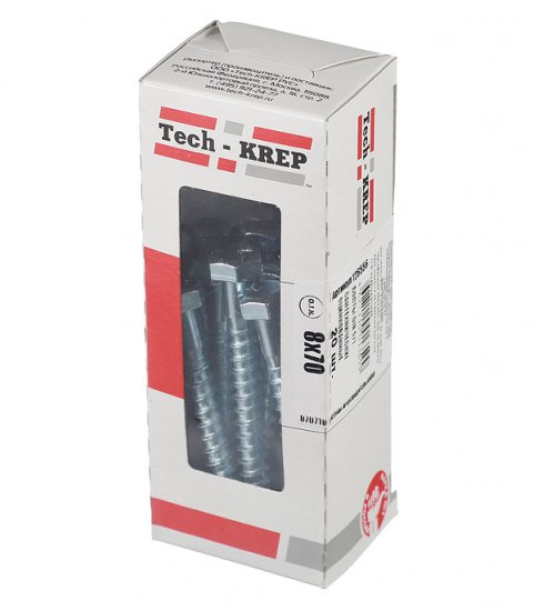 Болт сантехнический 8х70 мм DIN 571 оцинкованный (20 шт.)