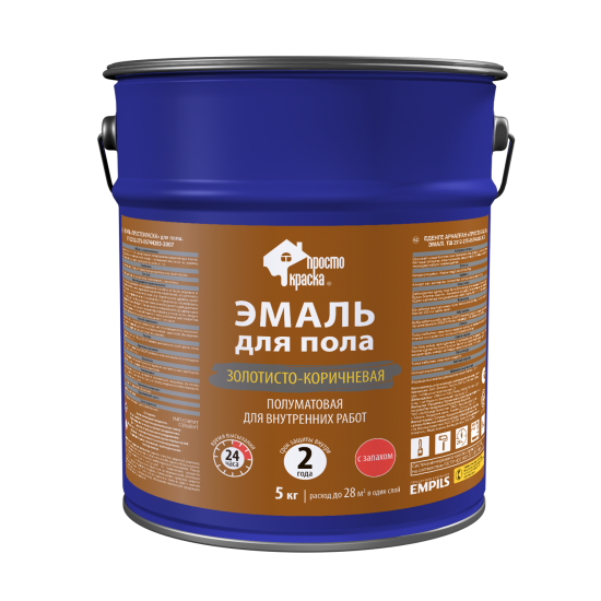 Эмаль для пола для внутренних работ Простокраска атласная цвет золотисто-коричневый 5 кг