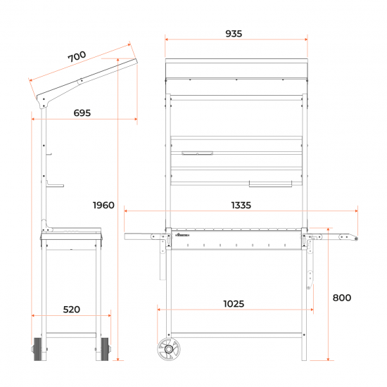 Мангал Gratar МАН 304 158x41x208 см сталь черный/ серый