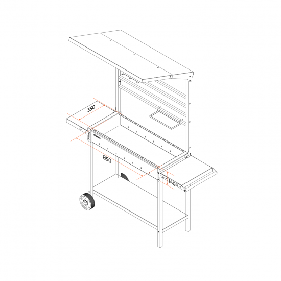 Мангал Gratar МАН 304 158x41x208 см сталь черный/ серый