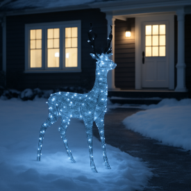 Светящаяся электрическая фигура фигура светодиодная «Олень» для улицы 260 ламп, цвет холодный белый