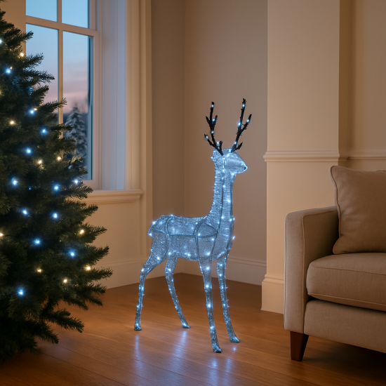 Светящаяся электрическая фигура фигура светодиодная «Олень» для улицы 260 ламп, цвет холодный белый