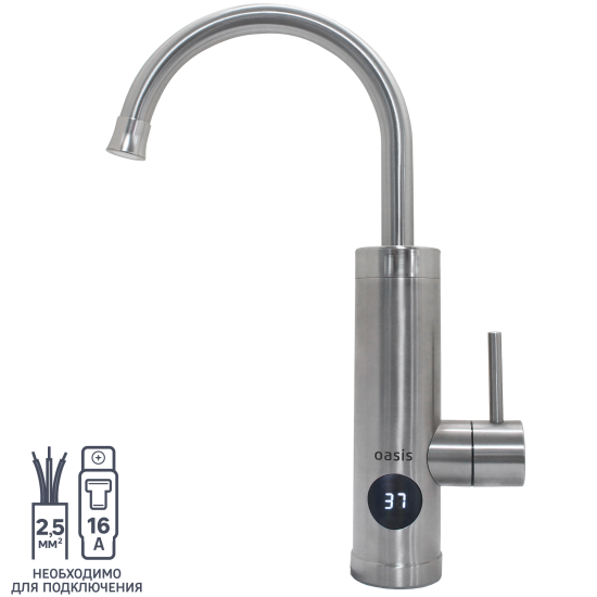 Проточный водонагреватель электрический Oasis KP-S 3.3 кВт серый с краном