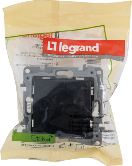 Выключатель одноклавишный - Legrand Etika - 10А 250В безвинтовые зажимы - антрацит