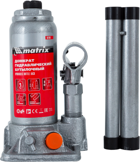 Домкрат бутылочный гидравлический Matrix 50760 до 2 т, 158-308 мм