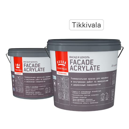 Краска фасадная Tikkivala Facade Acrylate матовая прозрачная база С 2.7 л