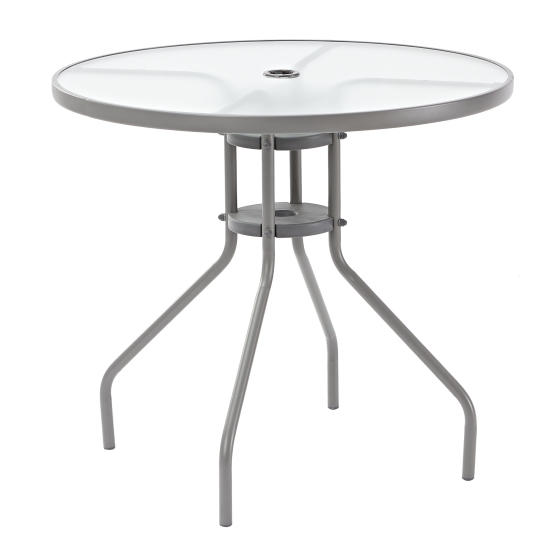 Стол садовый круглый Elia 80x70 см сталь/стекло серый