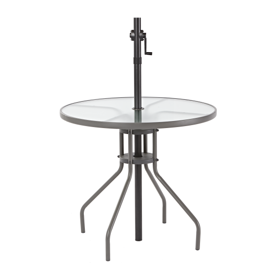Стол садовый круглый Elia 80x70 см сталь/стекло серый