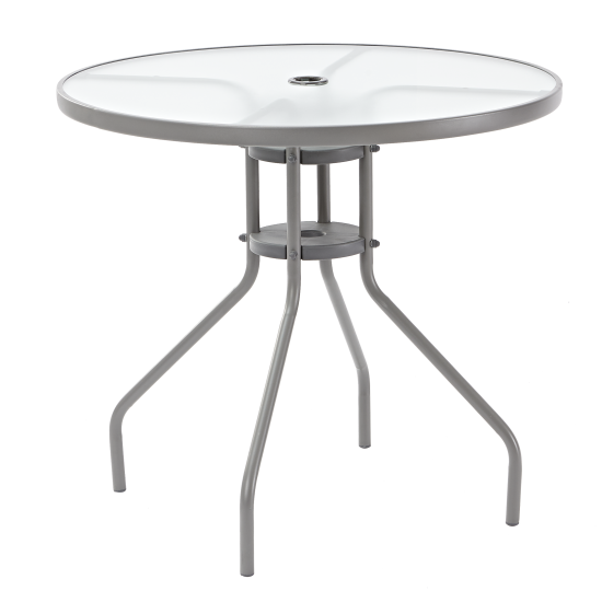 Стол садовый круглый Elia 80x70 см сталь/стекло серый
