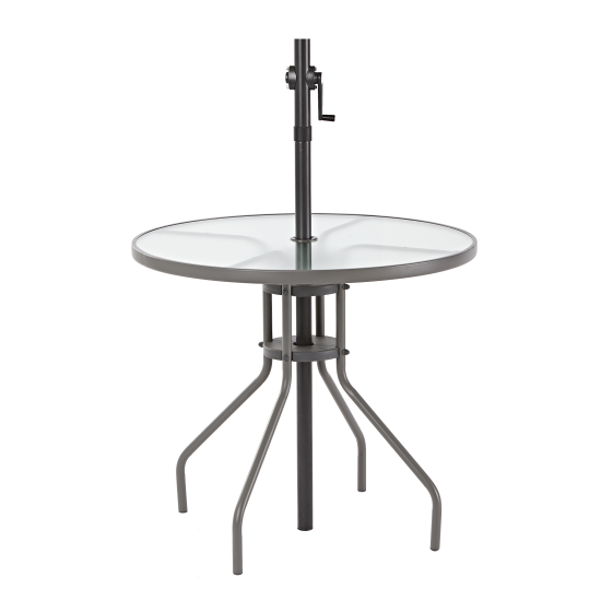 Стол садовый круглый Elia 80x70 см сталь/стекло серый