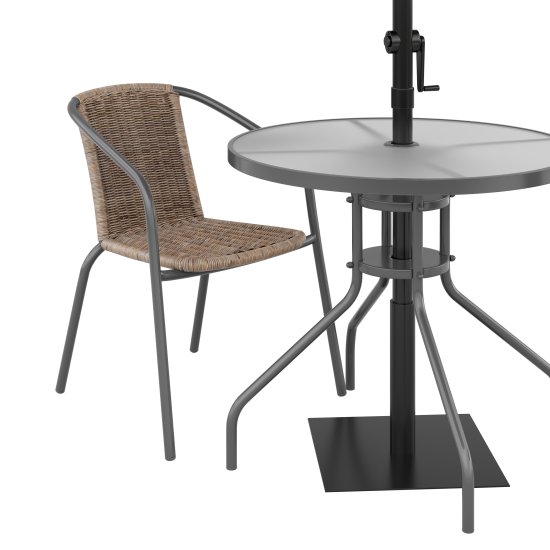 Стол садовый круглый Elia 80x70 см сталь/стекло серый