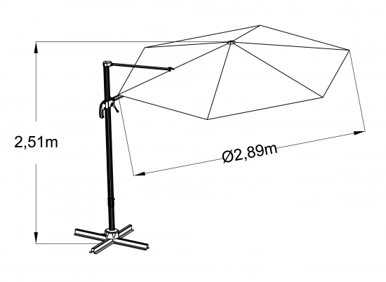 Зонт с боковой опорой Naterial Avea ø290 h251 см шестигранный бежевый