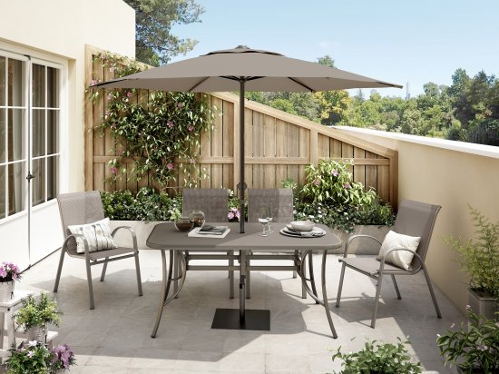 Стол садовый Alma 150x90x70 см сталь/стекло серый