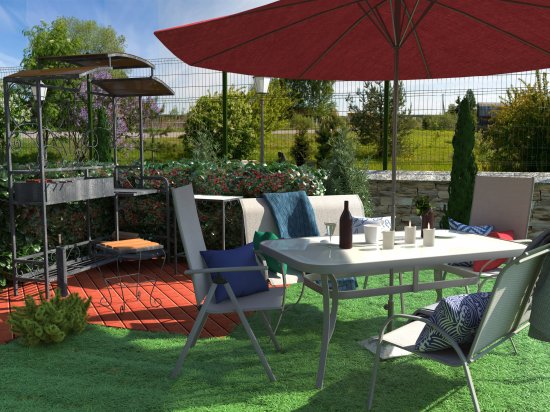 Стол садовый Alma 150x90x70 см сталь/стекло серый