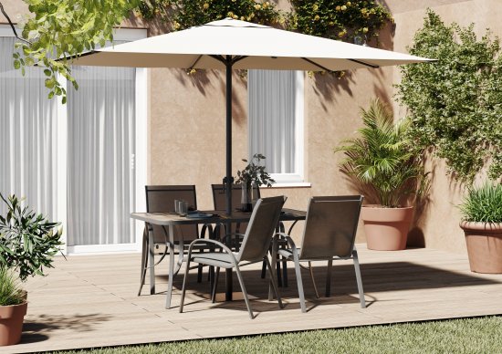 Стол садовый Alma 150x90x70 см сталь/стекло серый